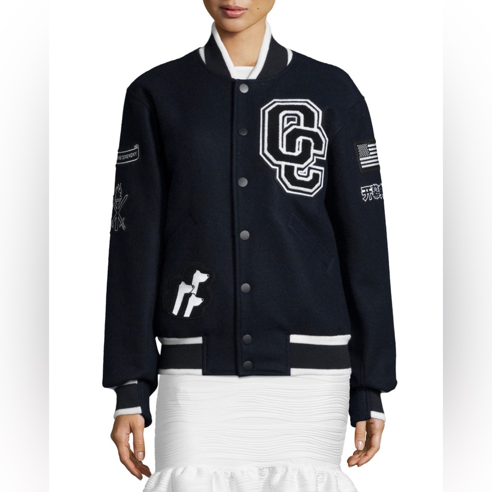 Opening Ceremony navy kennel varsity jacket